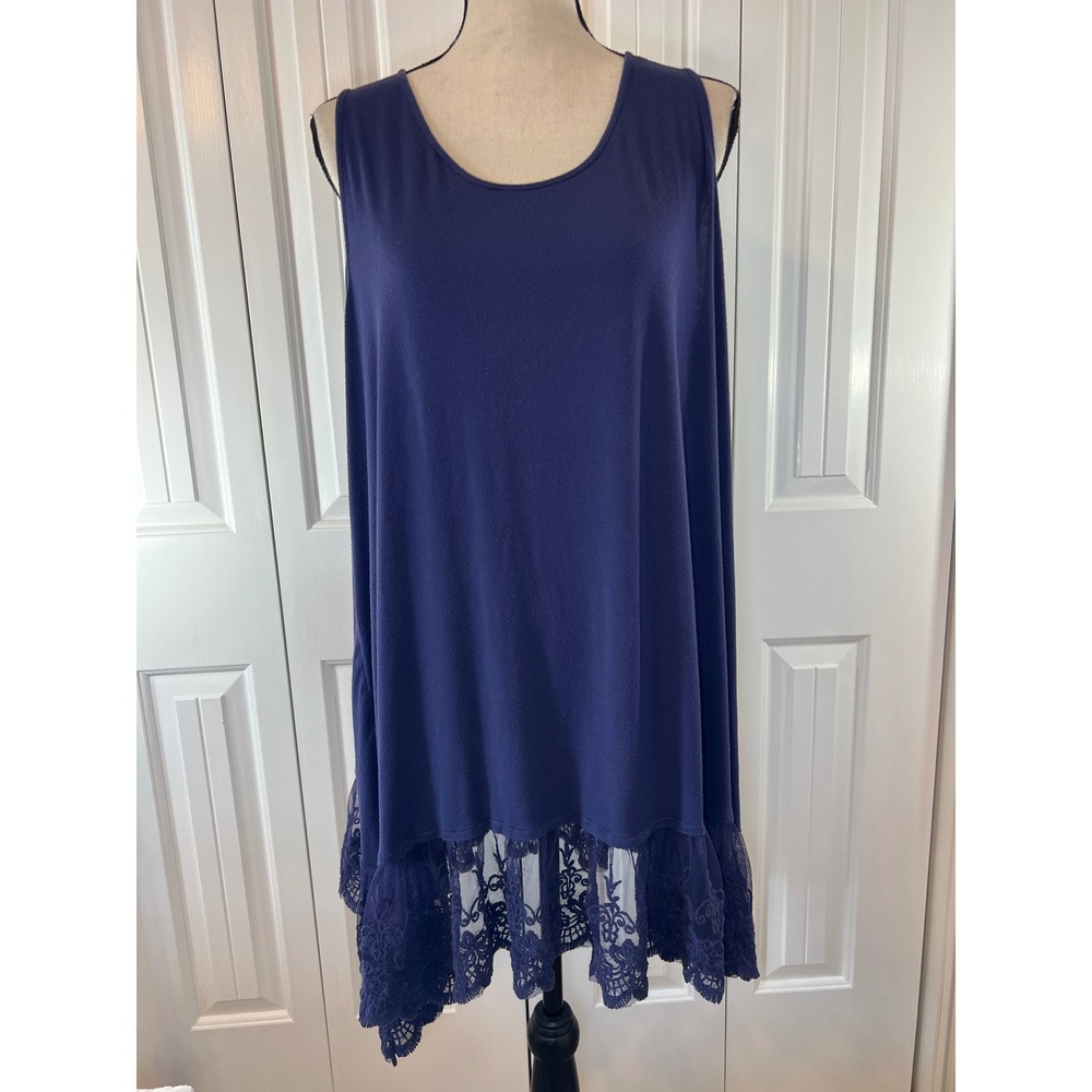 Southern Stitch Purple Lace Trim Sleeveless Tunic Top XXL Boho Layering Piece